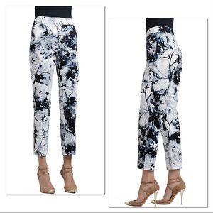 St. John Floral Print High Rise Cropped Trouser 10